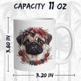 Pug Mug 11oz — White Ceramic Cute Wrinkled Pup Coffee Mug 2