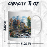 Amsterdam Netherlands Coffee Mug 11oz — White Ceramic Venice of the North Mug 2