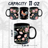 Rooster Mug 11oz — Black Ceramic Morning Farm Bird Coffee Mug 2